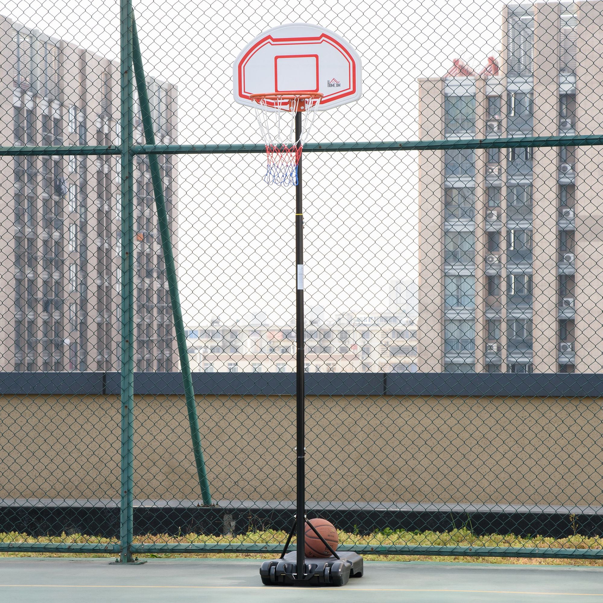 HOMCOM Outdoor Basketball Hoop Stand Portable Sturdy Rim Adjustable He ...