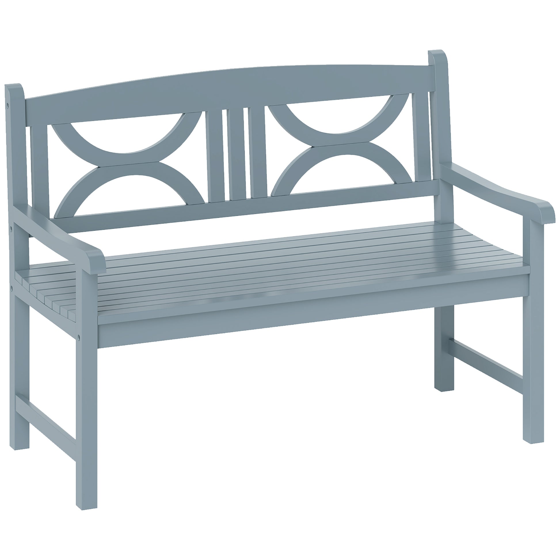 Outsunny 2-Seater Wooden Garden Bench Outdoor Patio Loveseat for Porch, Grey