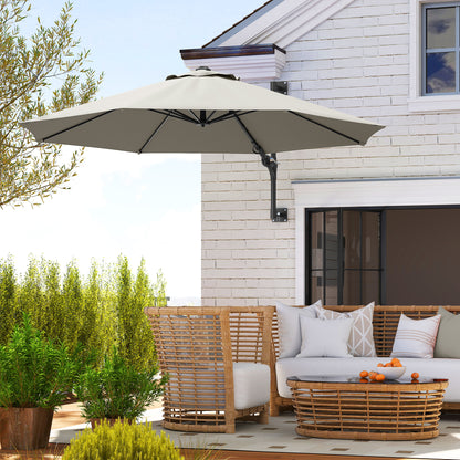 Outsunny 3(m) Wall-Mounted Parasol Shade, with Handle - Light Grey