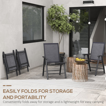 Outsunny Set of Four Folding Garden Chairs - Charcoal Grey
