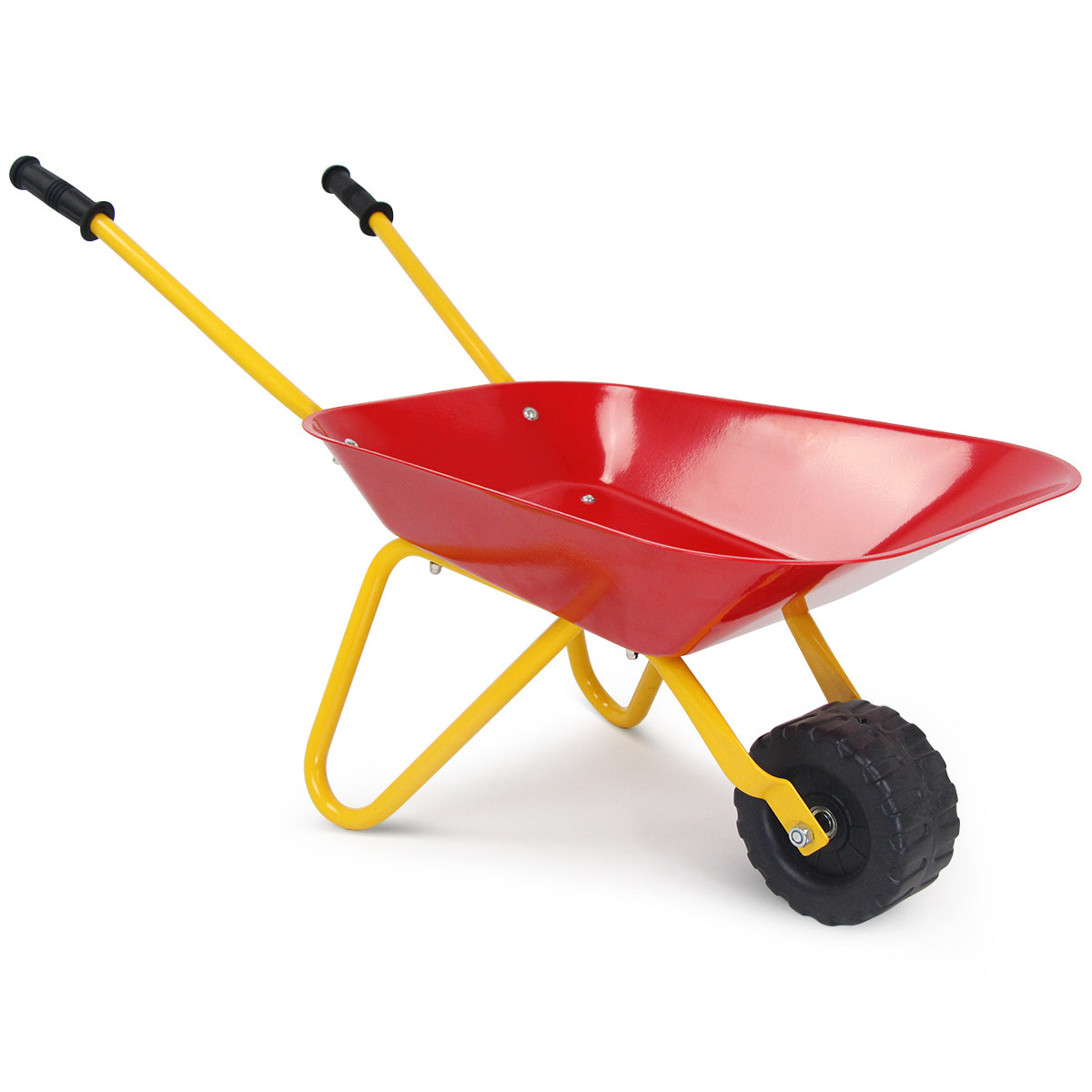 Kids Metal Cart Wheelbarrow Brick Toy Soil Garden Trolley-Red