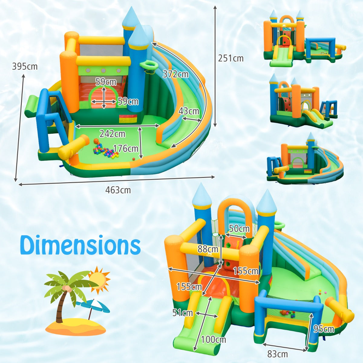 Inflatable Water Slide Blowup Water Park with Splash Pool (Without Blower)