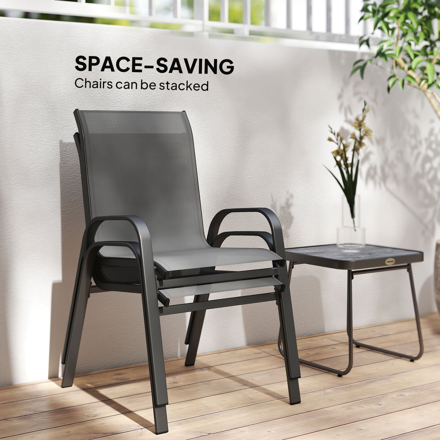 Outsunny Three-Piece Metal Frame Garden Seating Set - Grey