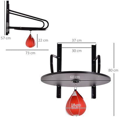 HOMCOM Pear Fast Boxing Set with Platform Wall Installation, Pump, Accessories Included, 60 x 73 x 80 cm