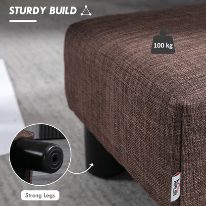 HOMCOM Linen Fabric Footstool Ottoman Cube with 4 Plastic Legs