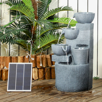 Outsunny Solar Powered Outdoor Water Fountain - Dark Grey