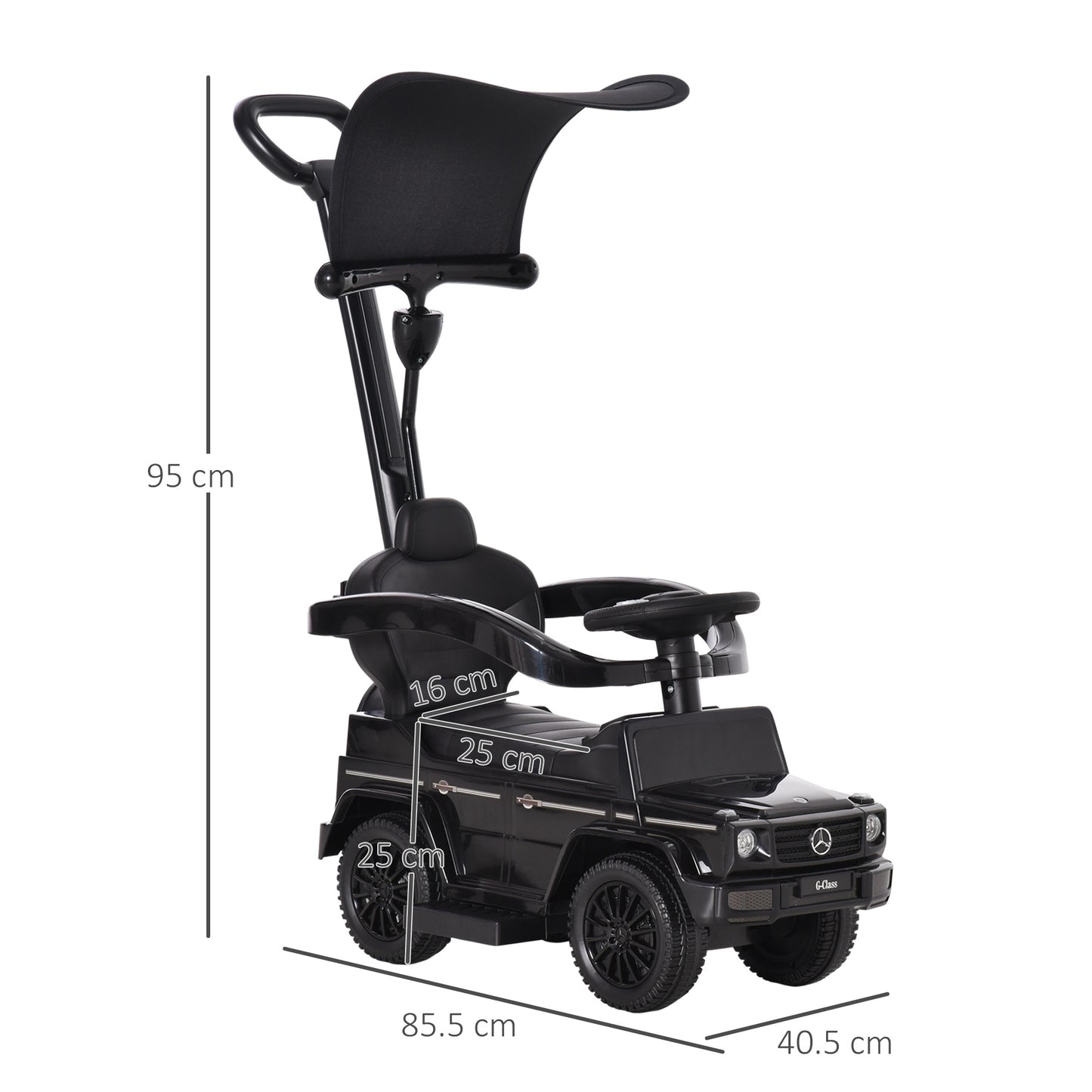 HOMCOM Ride-On Car Push Along Car Mercedes-Benz G350 Sliding Walker Foot to Floor Slider Stroller Toddler w/ Steering Wheel, Black