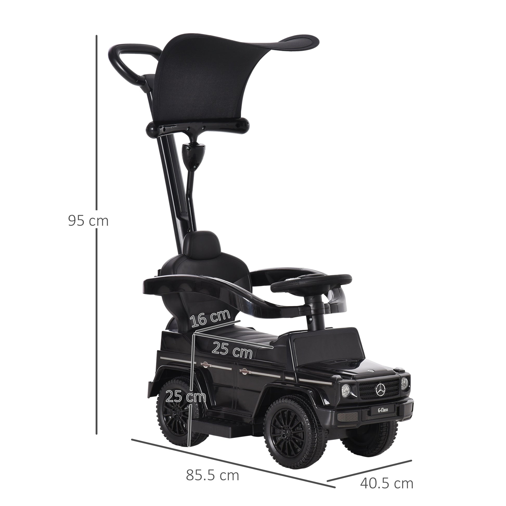 HOMCOM Ride-On Car Push Along Car Mercedes-Benz G350 Sliding Walker Foot to Floor Slider Stroller Toddler w/ Steering Wheel, Black