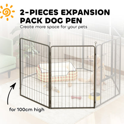 PawHut Two-Piece Dog Pen Expansion Pack for Large Dogs, 100cm Tall Animal Pen with Three Connecting Stakes