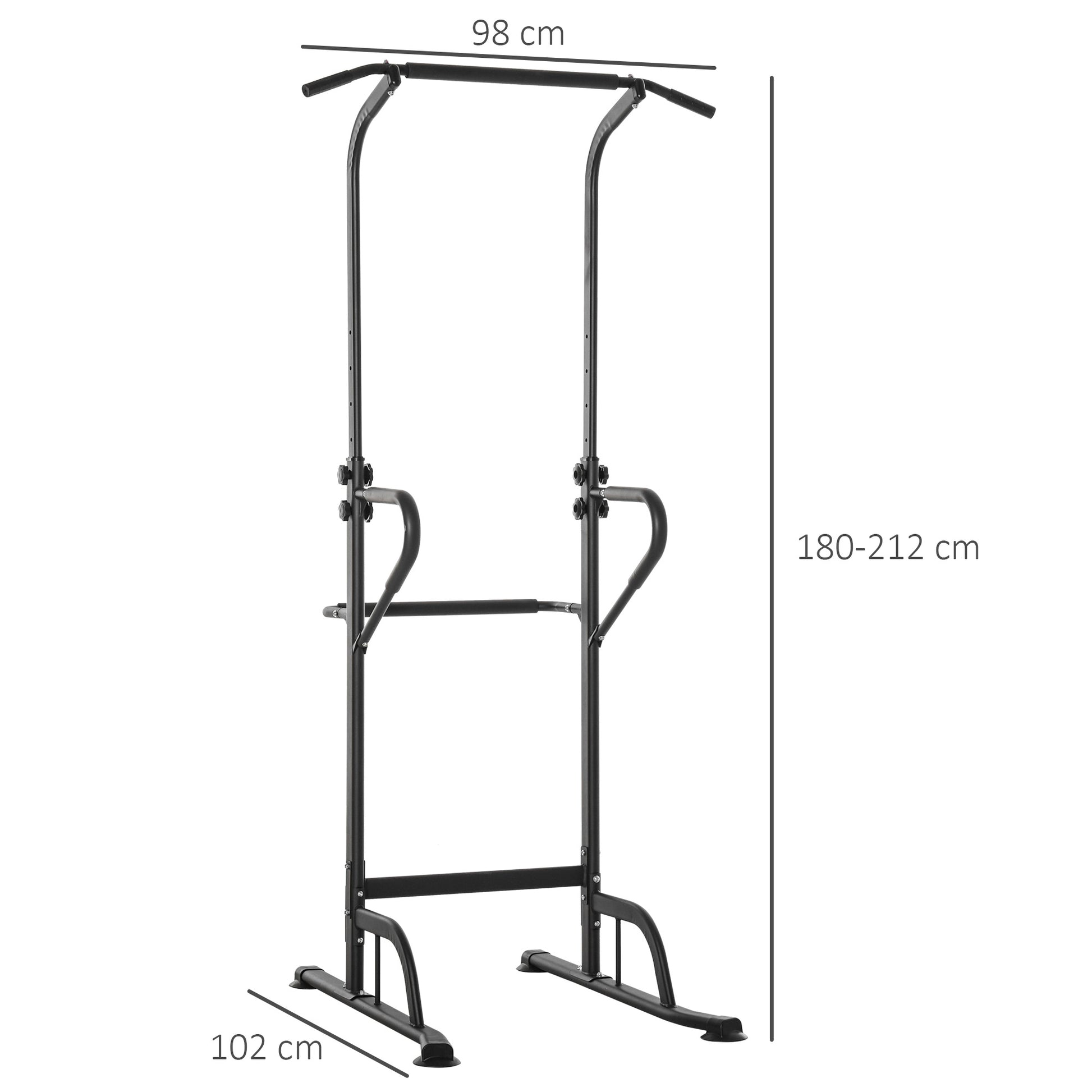 HOMCOM Pull Up Bar Multi-Function Height Adjustable Power Tower Dip Station Equipment