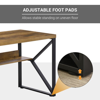 HOMCOM Writing Desk Computer Table Home Office PC Laptop Workstation Storage Shelf Black Brown Wood Effect