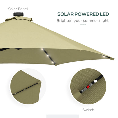 Outsunny 3(m) Solar LED Cantilever Parasol, Beige