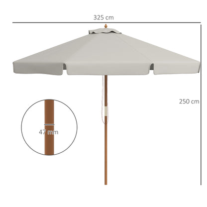 Outsunny 3.3m Elegant Wooden Parasol - Grey