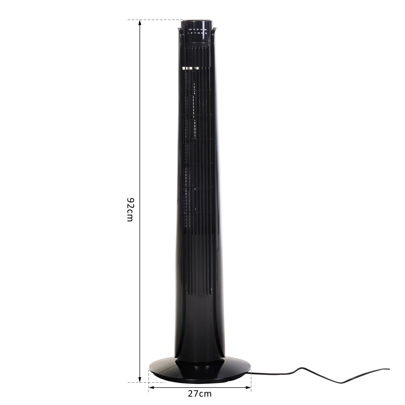 HOMCOM 36" Tower Fan Oscillating 3 Speeds w/ Remote Control Timer Moving Head Quiet Operation Home Office Bedroom Black - 92H cm