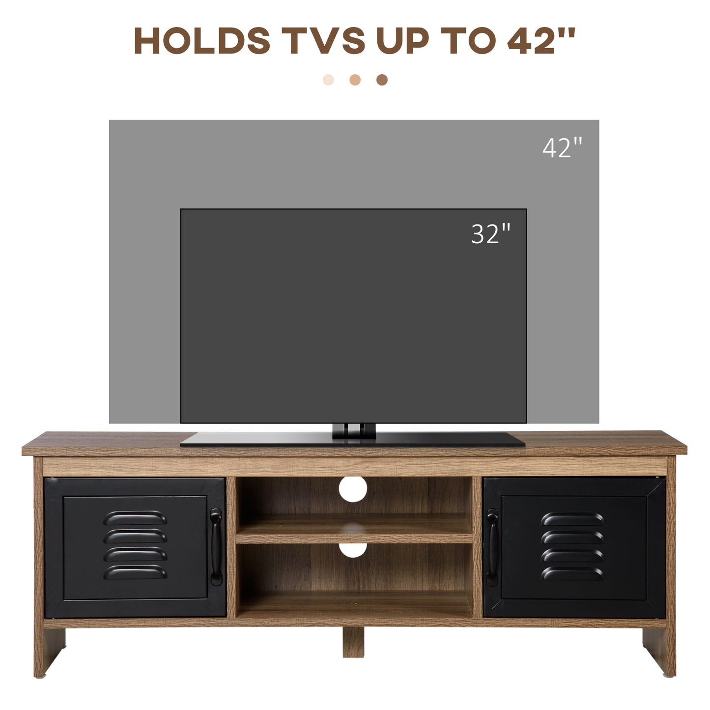 HOMCOM TV Stand Cabinet Unit for TVs up to 42 Inches with 2 Drawers and 2 Storage Compartment Wire Hole Entertainment Console for Living Room Black
