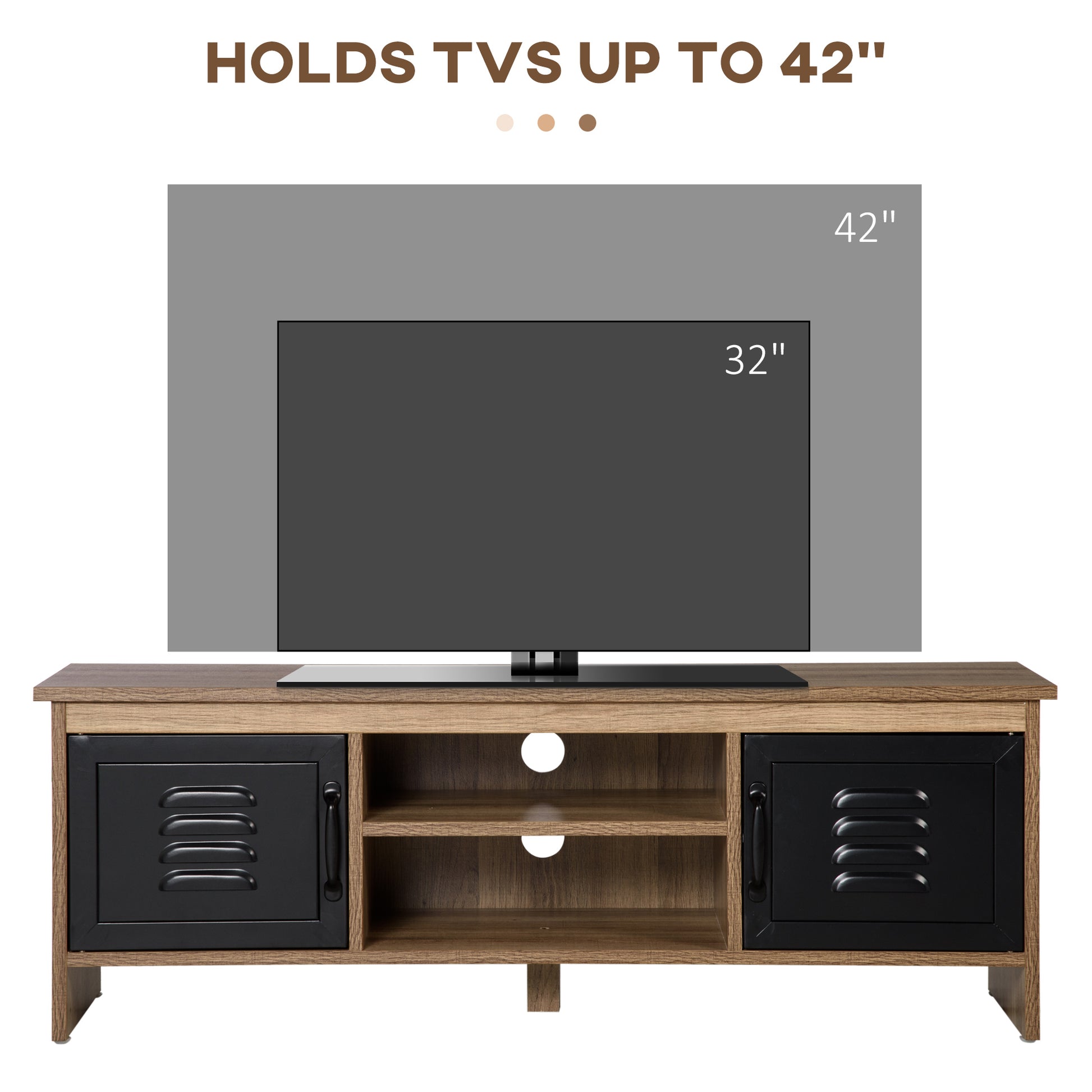 HOMCOM TV Stand Cabinet Unit for TVs up to 42 Inches with 2 Drawers and 2 Storage Compartment Wire Hole Entertainment Console for Living Room Black