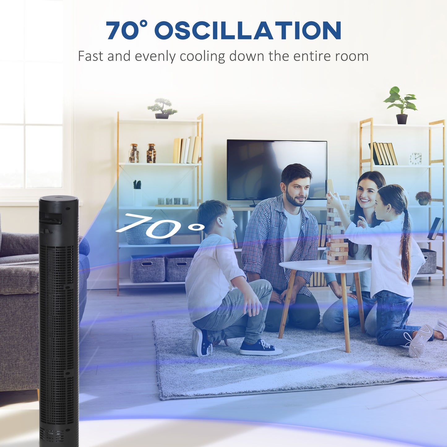 HOMCOM 38" Oscillating Tower Fan Remote Control 3 Speed Modes 12-Hour Timer Ultra Slim Cooling Machine Black - ?31.5 x H96cm