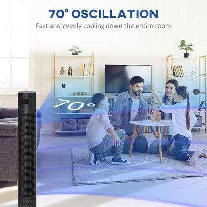 HOMCOM 38" Oscillating Tower Fan Remote Control 3 Speed Modes 12-Hour Timer Ultra Slim Cooling Machine Black - ?31.5 x H96cm