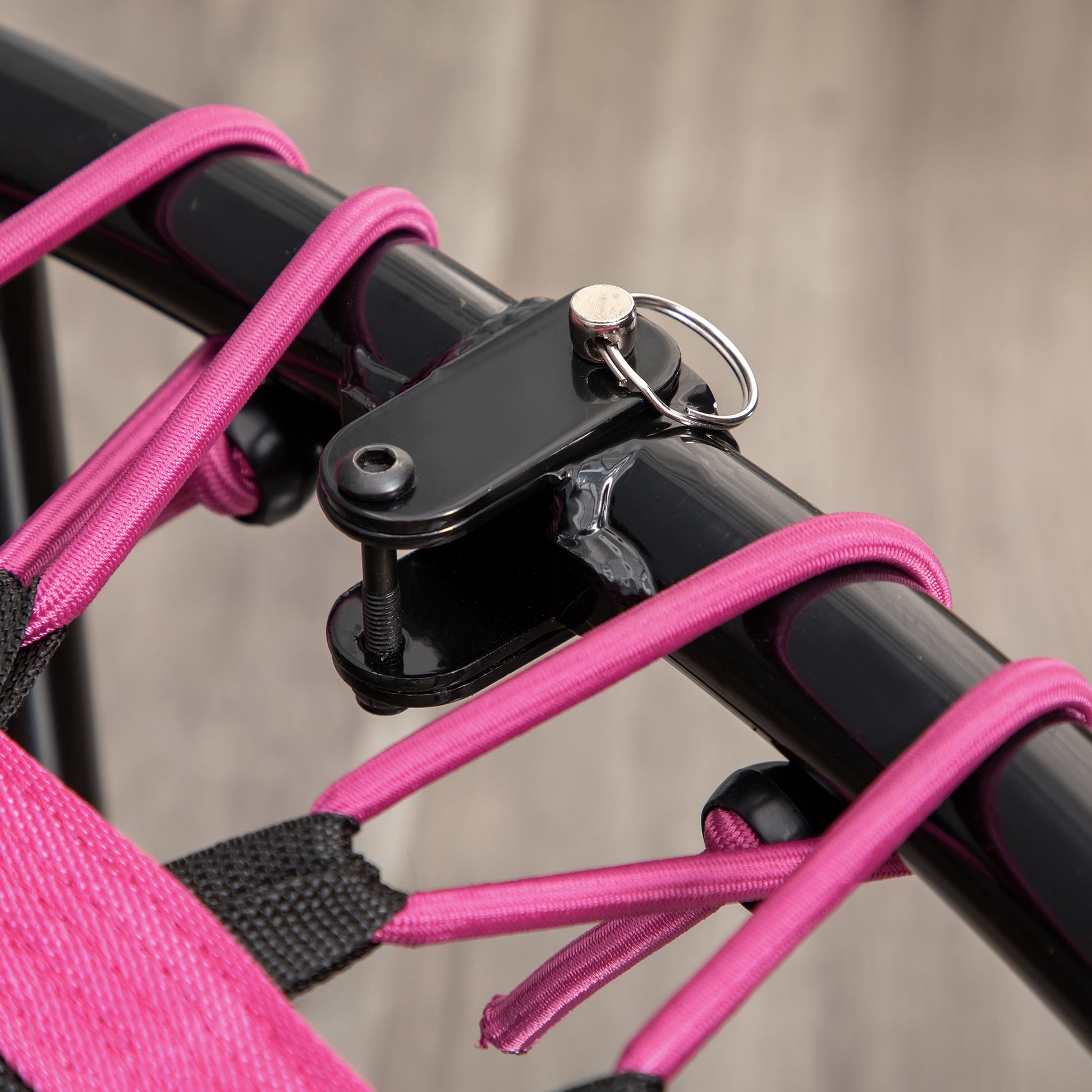 HOMCOM 45" Round Mini Trampoline Rebounder Indoor Outdoor Jumper with Adjustable Handle - Pink