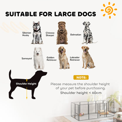 PawHut 12-Panel Solid Dog Playpen with Doors, for Large Dogs, 100cm Tall, Black