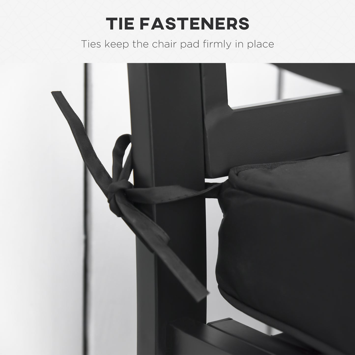 Outsunny 2-Seater Garden Bench with Cushion, Metal Loveseat, Slatted Outdoor Park Chair with Decorative Backrest and Armrest, Black