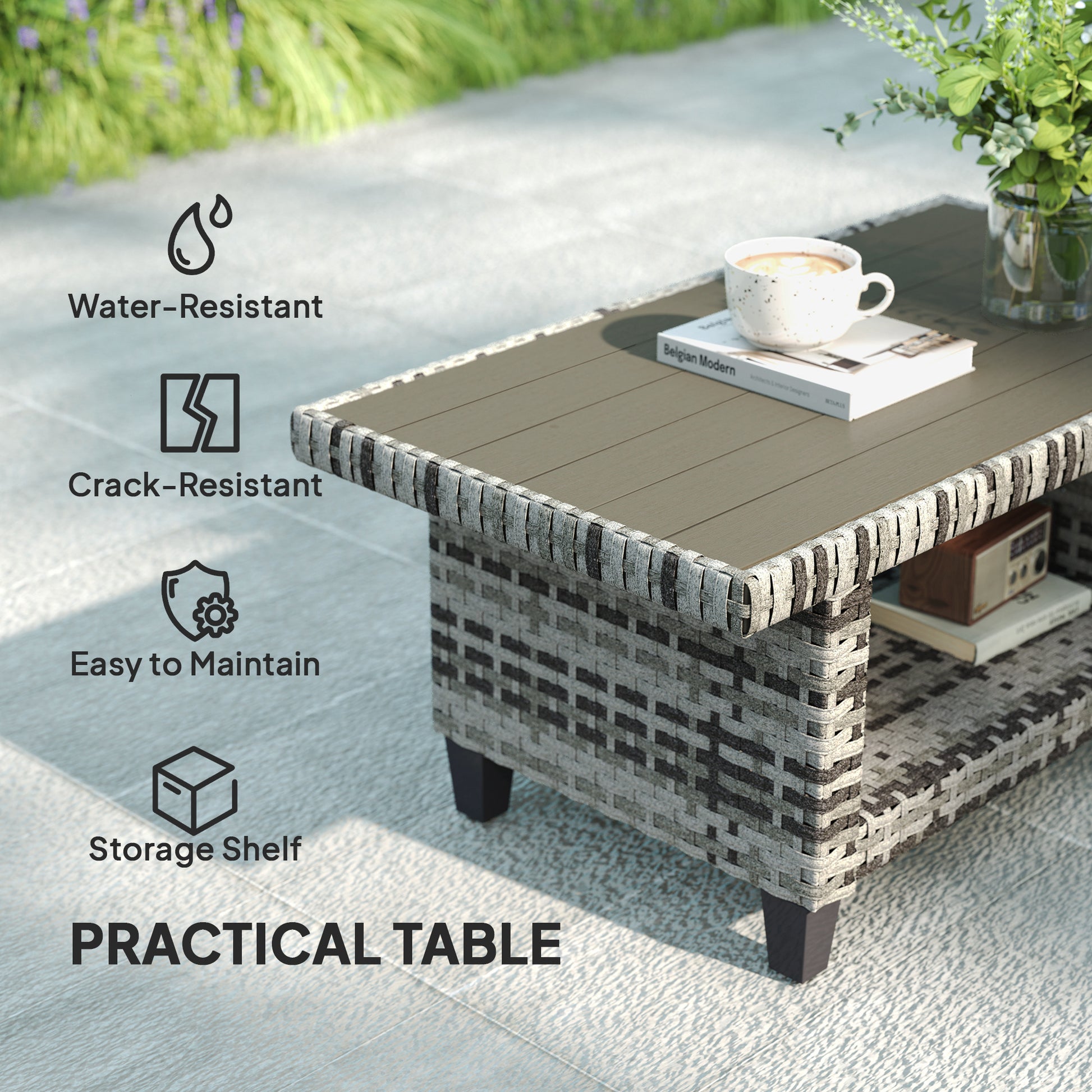 Outsunny Six-Piece Modular Rattan Sofa Set - Light Grey