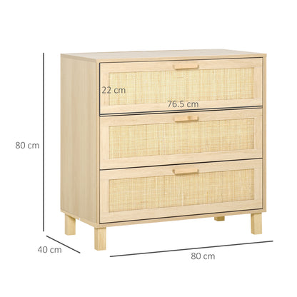HOMCOM 3 Drawer Storage Unit Cupboard Wooden Freestanding Storage Cabinets