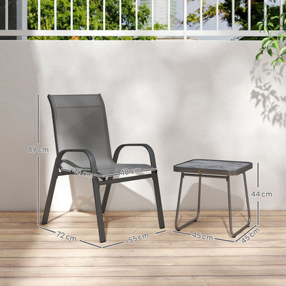 Outsunny Three-Piece Metal Frame Garden Seating Set - Grey