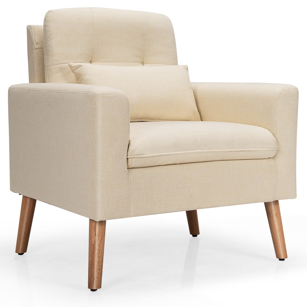 Modern Accent Chair with Lumbar Pillow-Beige
