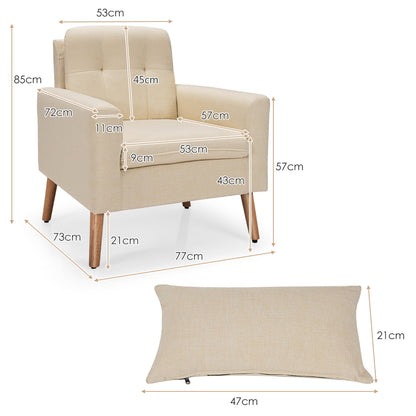 Modern Accent Chair with Lumbar Pillow-Beige
