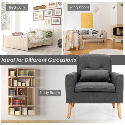 Modern Accent Chair with Lumbar Pillow-Grey