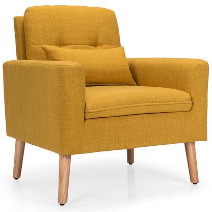 Modern Accent Chair with Lumbar Pillow-Yellow