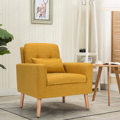 Modern Accent Chair with Lumbar Pillow-Yellow