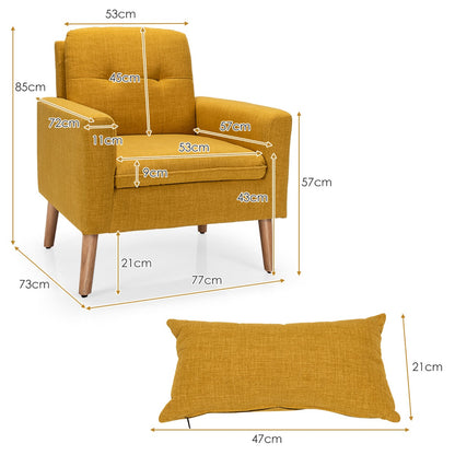Modern Accent Chair with Lumbar Pillow-Yellow