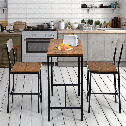 3 Pieces Dining Table Set for Home Kitchen Living room Restaurant-Brown