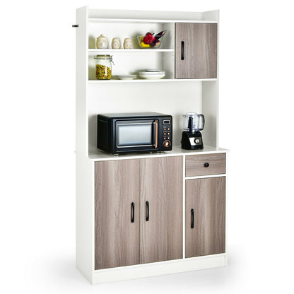 tall Kitchen Cupboard with Adjustable Shelves and drawers-White