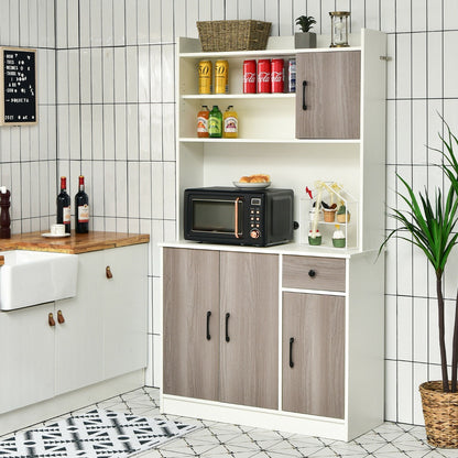 tall Kitchen Cupboard with Adjustable Shelves and drawers-White