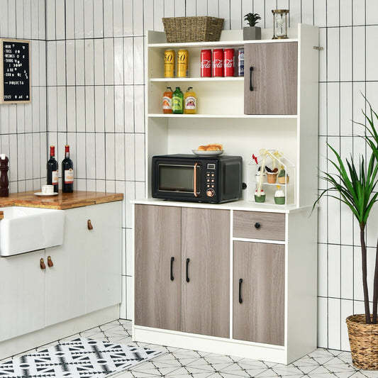 tall Kitchen Cupboard with Adjustable Shelves and drawers-White