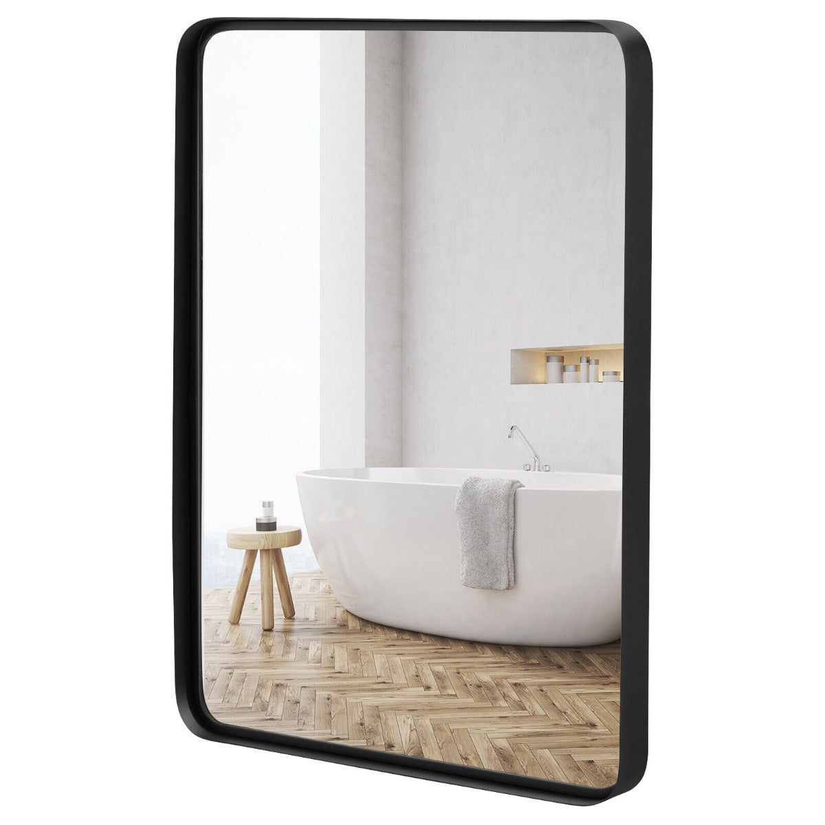 Modern Rectangular Hanging Vanity Wall Mirror for Vertical Horizontal Use-M