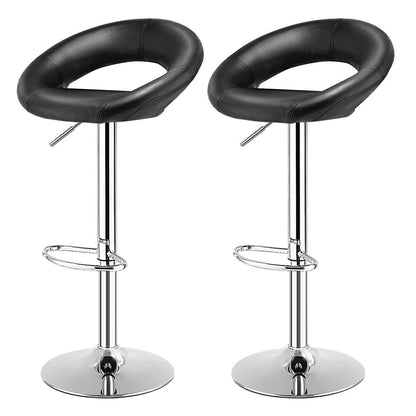 Set of 2 Modern Height Stool with PU Leather for Kitchen Bar and Dining -Black