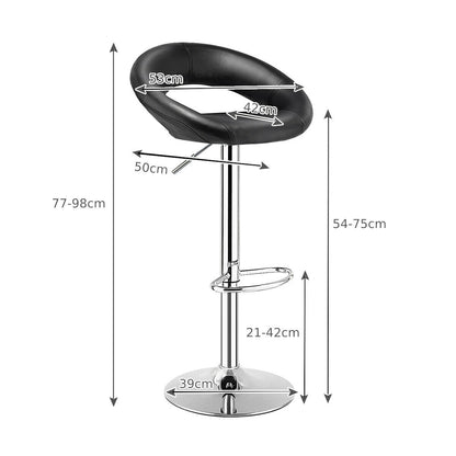 Set of 2 Modern Height Stool with PU Leather for Kitchen Bar and Dining -Black