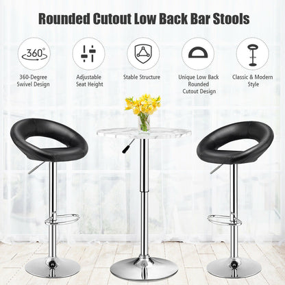 Set of 2 Modern Height Stool with PU Leather for Kitchen Bar and Dining -Black