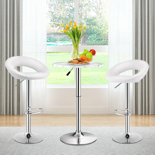 Set of 2 Modern Height Stool with PU Leather for Kitchen Bar and Dining -White