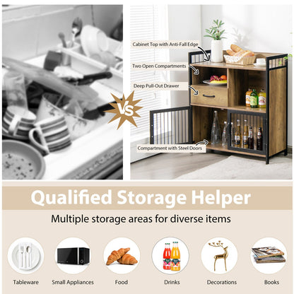 Industrial Freestanding Storage Cabinet with 2 Door Cabinets-1-Tier