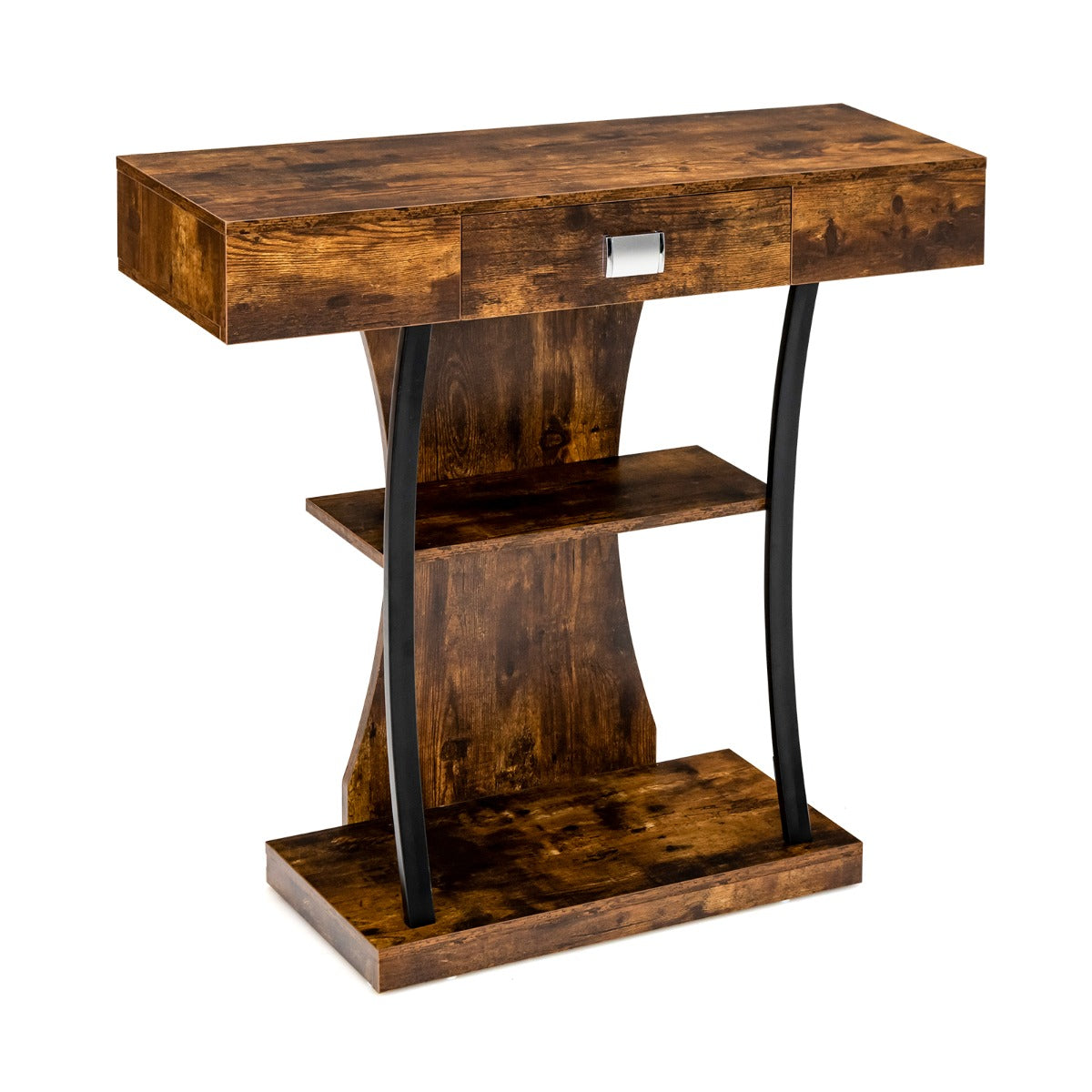 T-Shaped Console Table for Small Space-Brown – GardenArch