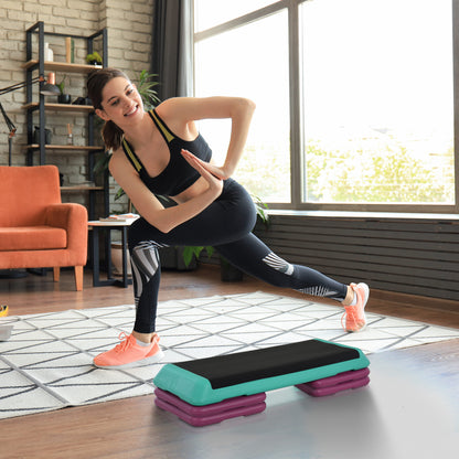HOMCOM 3-Level Adjustable 10/15/20cm Aerobic Stepper Exercise Platform w/ Non-Slip Top Compact Work Out Home Office Indoor Outdoor Fitness Equipment