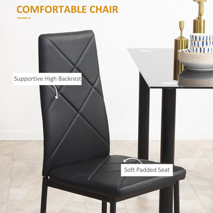 HOMCOM Modern Dining Table Set for 4, Space-Saving 5 Pieces Kitchen Table Set with Rectangle Table and Steel Frame, Black