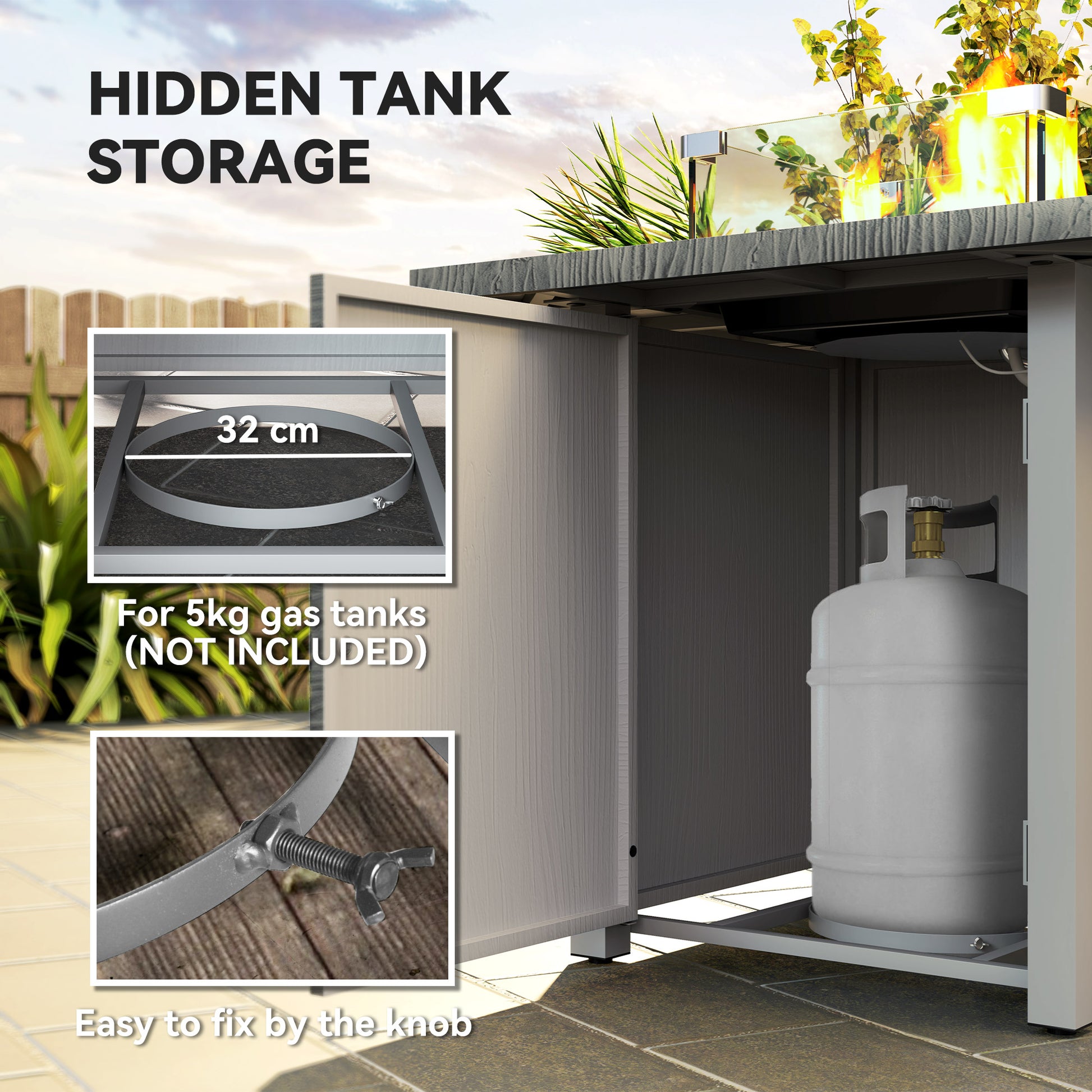 Outsunny 50,000 BTU Gas Fire Pit Table, with Cover - Dark Grey