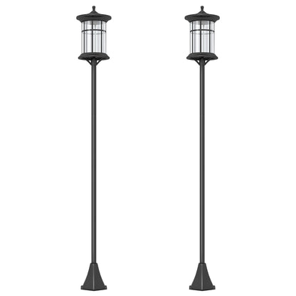 Outsunny Set of Two 1.8m Traditional Style Solar Lamp Posts - Black