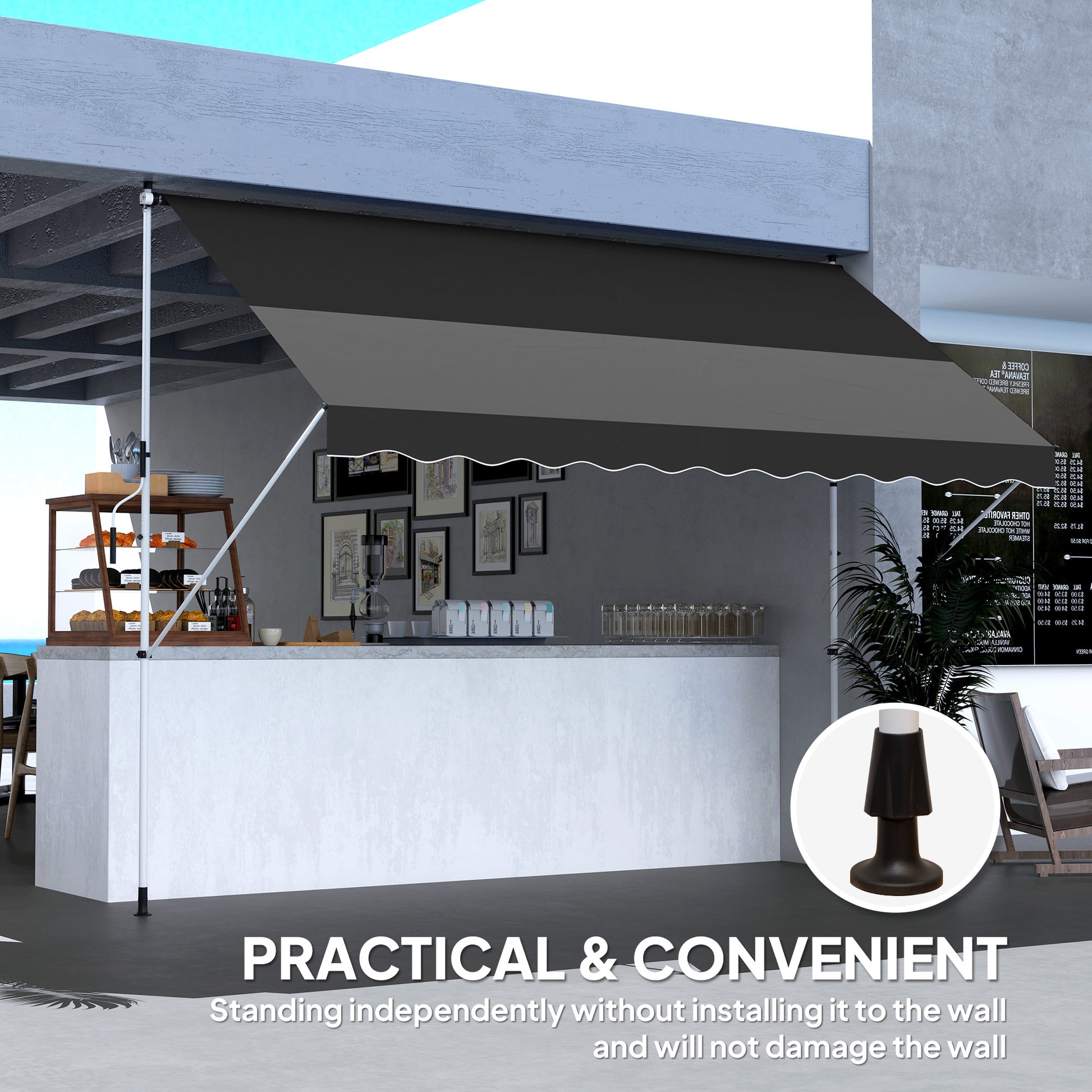 Outsunny 3x1.5m  Adjustable Outdoor Aluminium Frame Awning Black